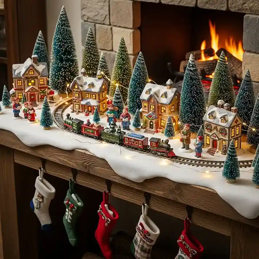 Miniature Christmas Village Display