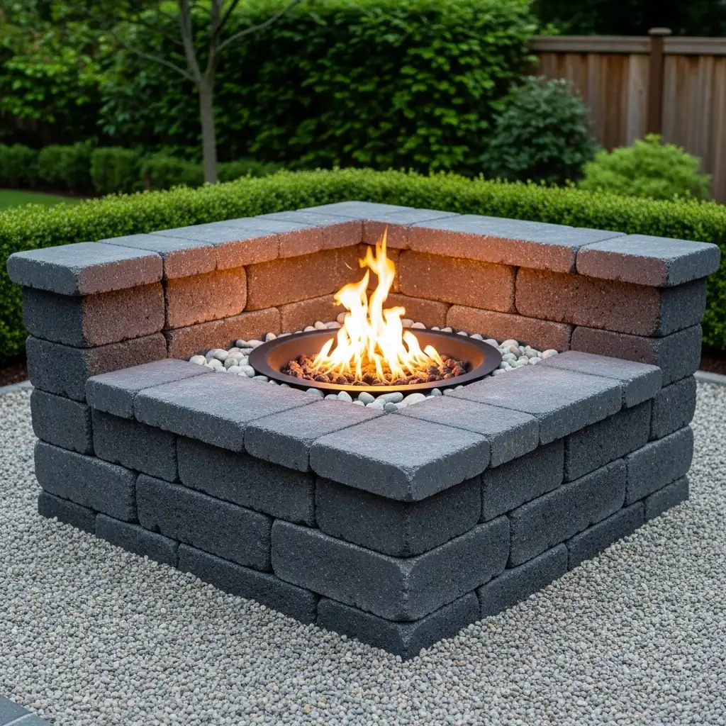 Backyard Fire Pit Raised Stone Planter