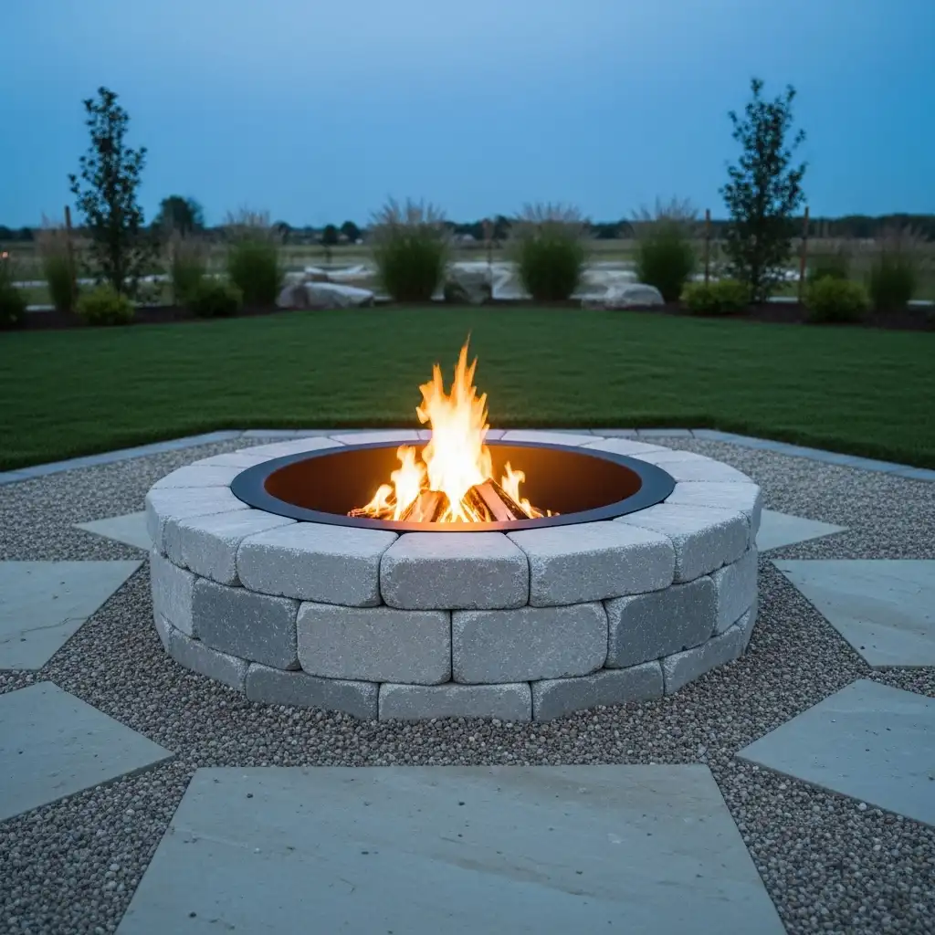 Backyard Fire Pit Edging with Steel Rings