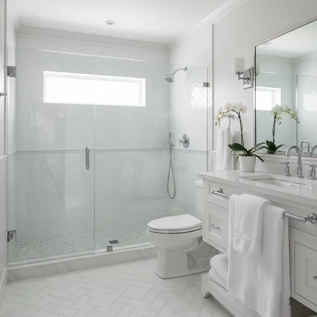 Herringbone Tile Bathroom white