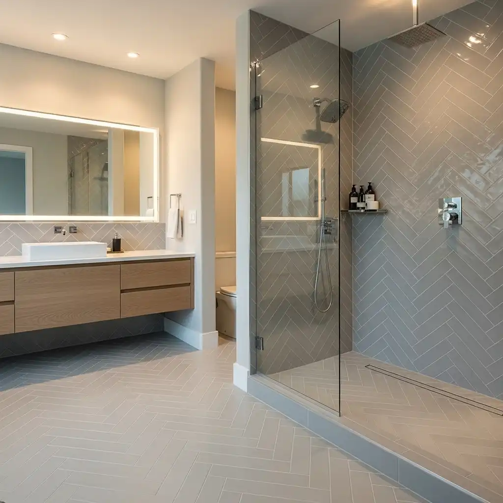 Seamless Flow by Tiling Floor to Shower