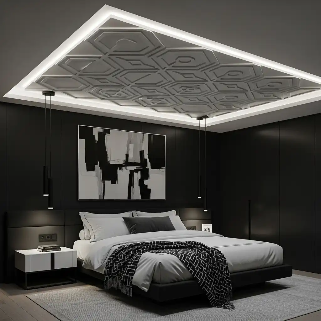 Drop Ceiling Ideas Geometric Patterned Tiles