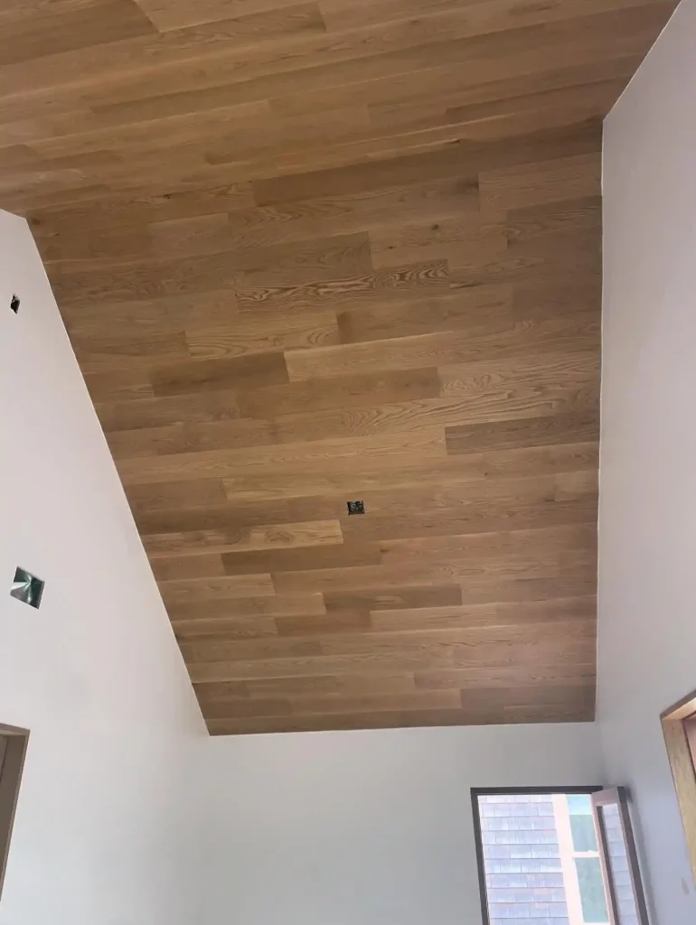 Diagonal Installation wood ceiling plank