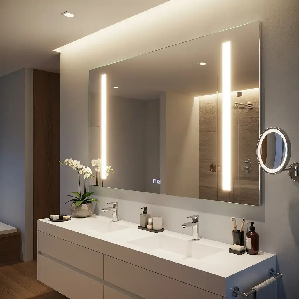 Vertical LED Strip Bathroom Mirror
