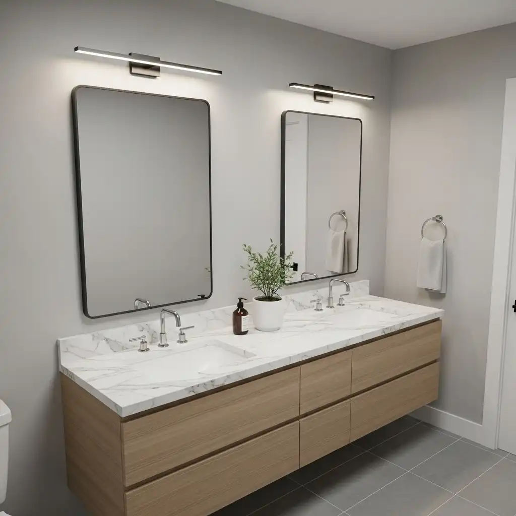 Two Separate Bathroom Mirrors