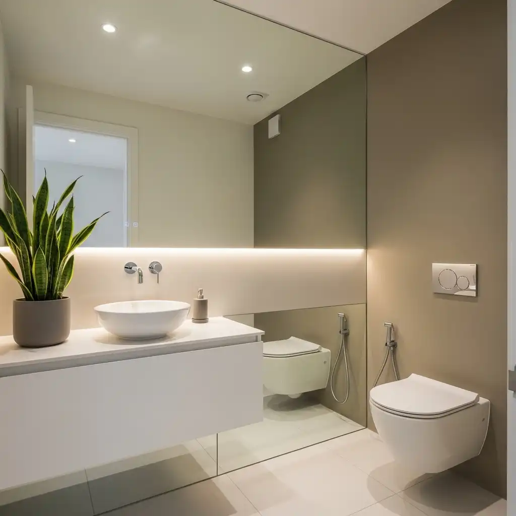 Full Wall Floor-to-Ceiling Mirror Bathroom