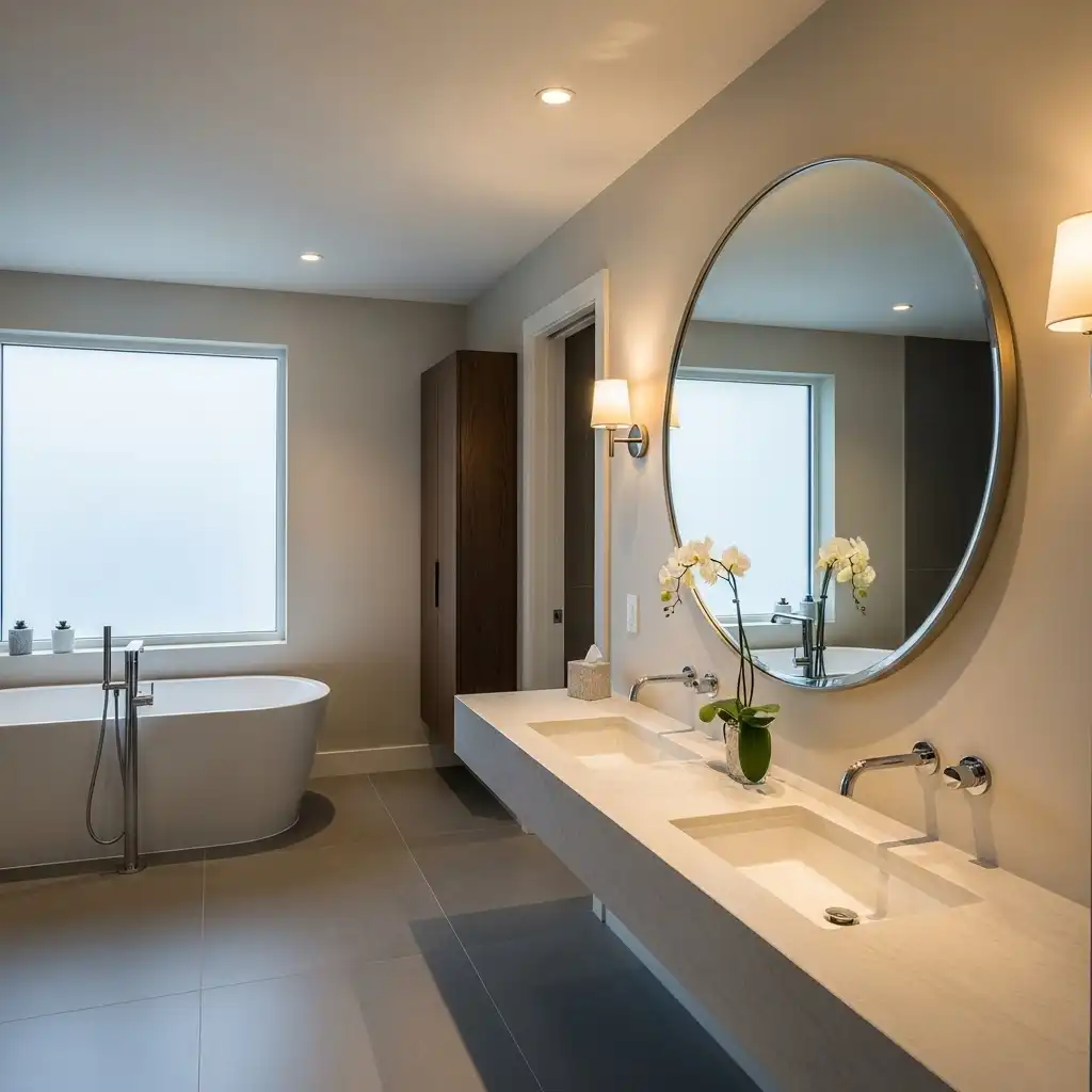 Mirror Resting on Vanity Counter