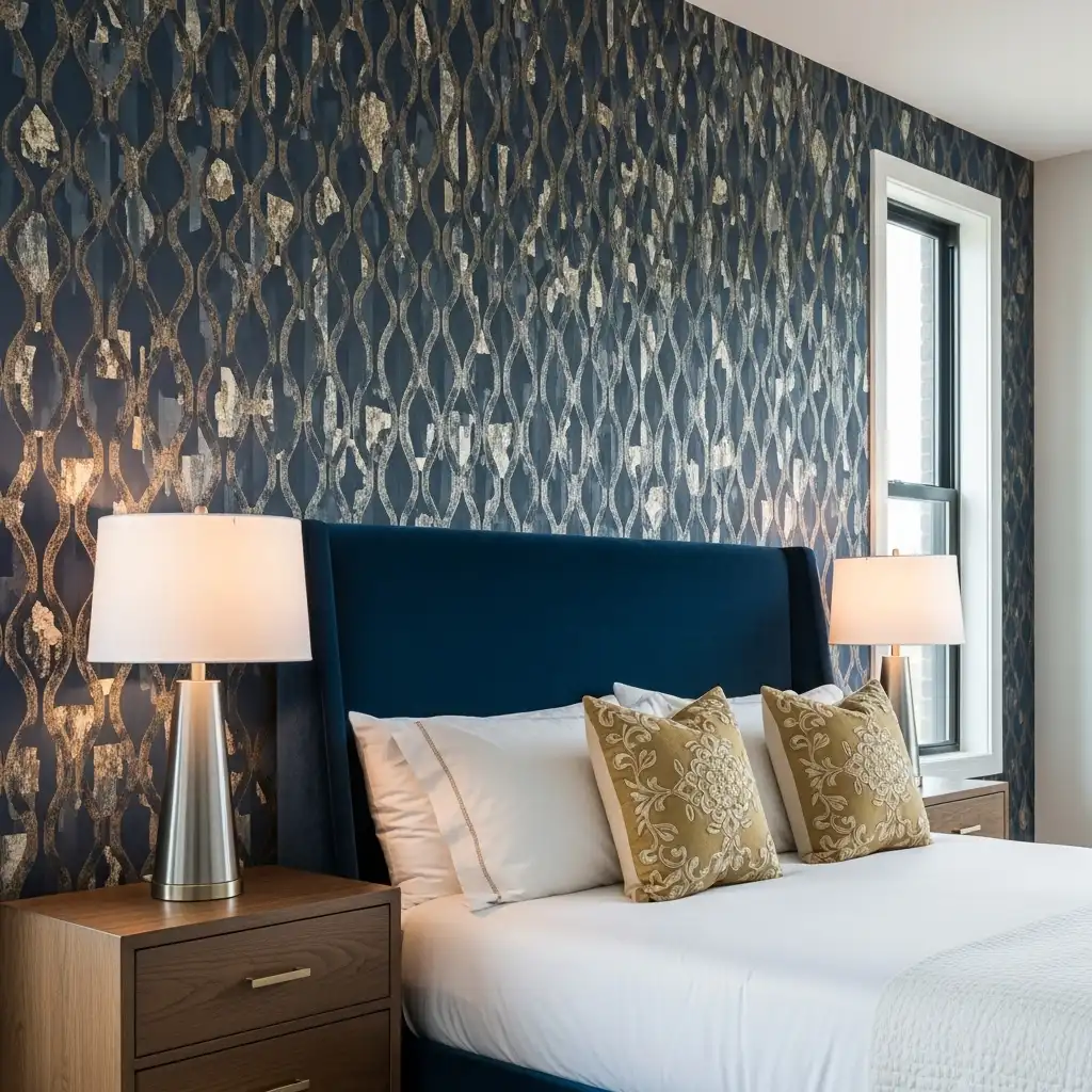 Wallpaper with metallic accents