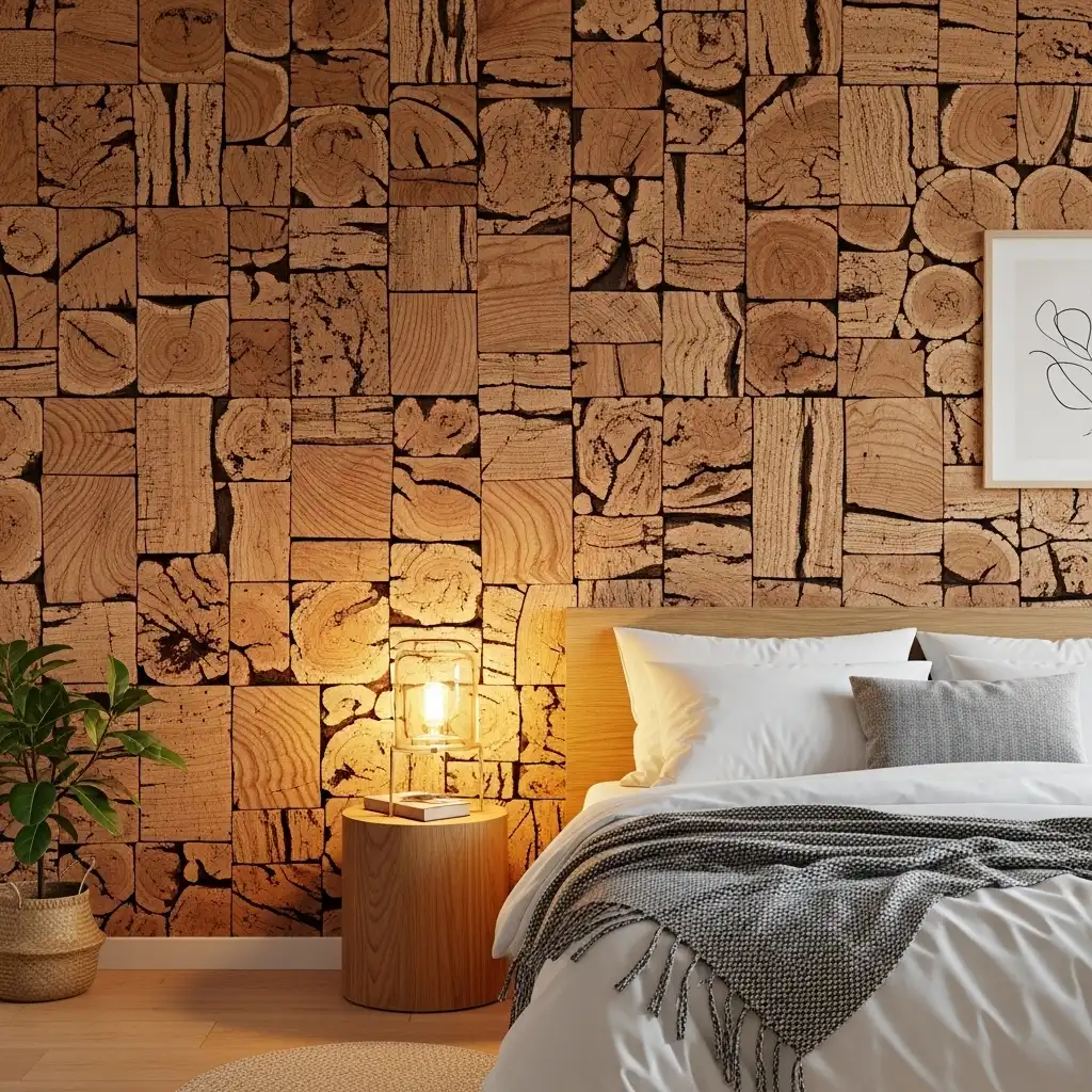 Cork or wood veneer wallpaper