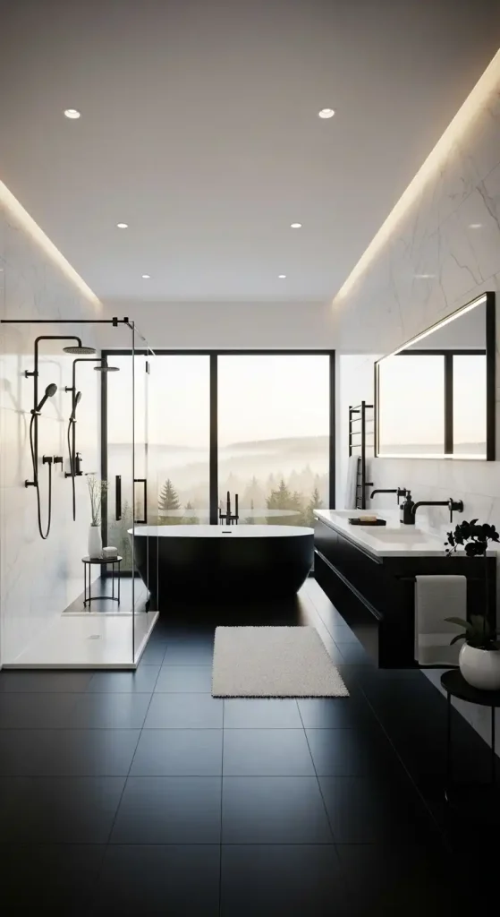 Sleek Black Fixtures on a White Canvas