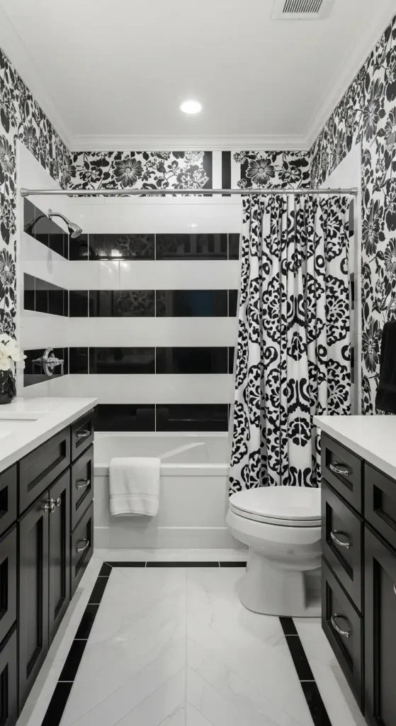 Dramatic Black and White Shower Spaces