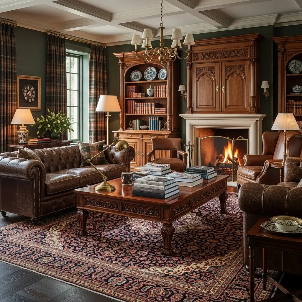 Rich dark wood furniture