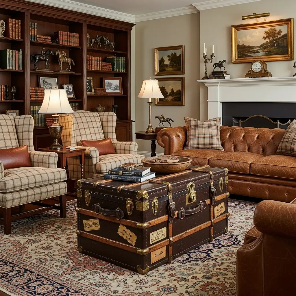 Vintage luggage used as furniture