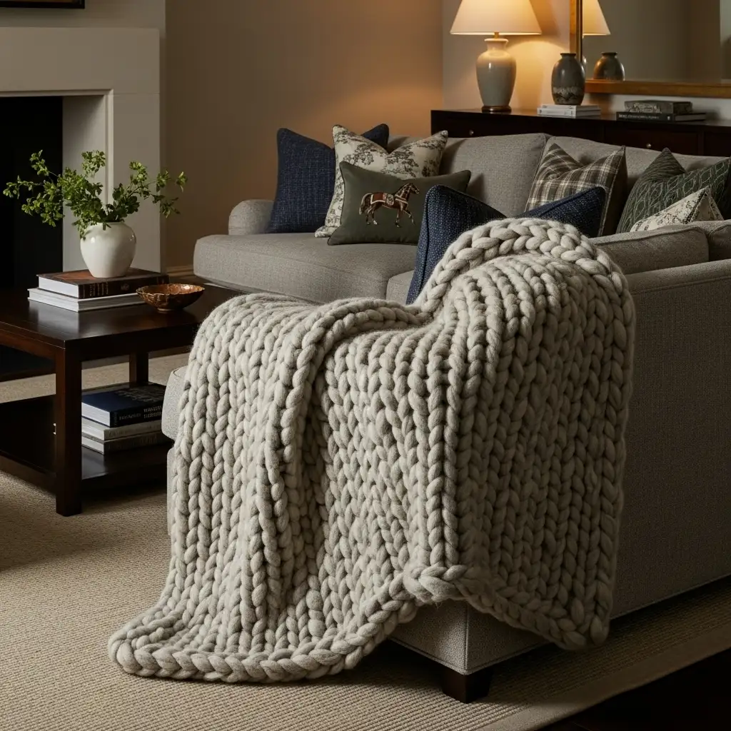 Wool or felt throw blanket