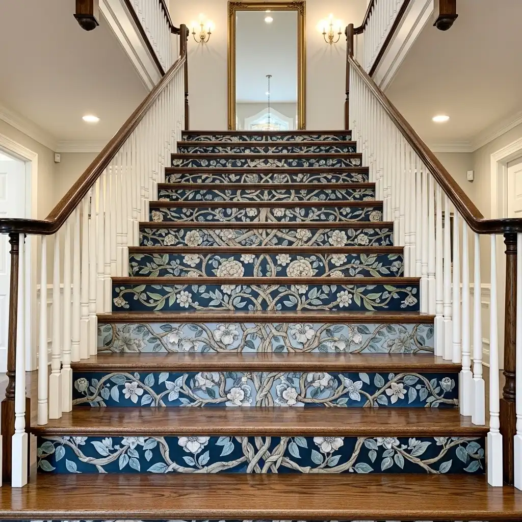 Wallpaper Faux Design on Stairs