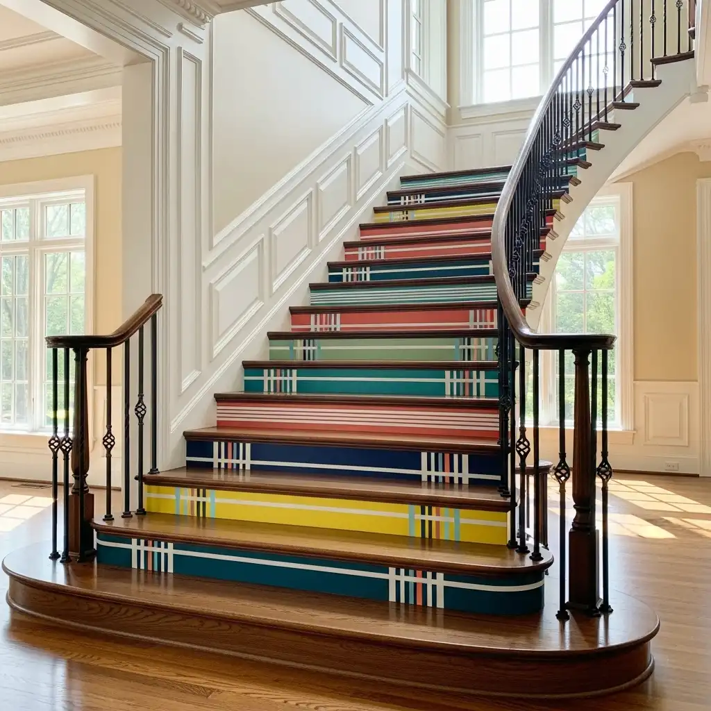 Striped Risers on Stairs