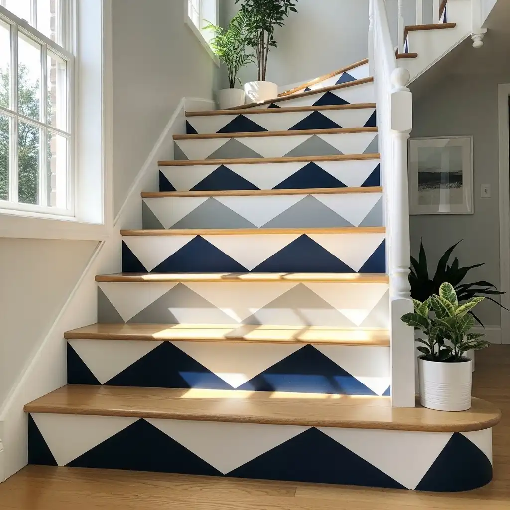 Chevron Pattern on Stairs