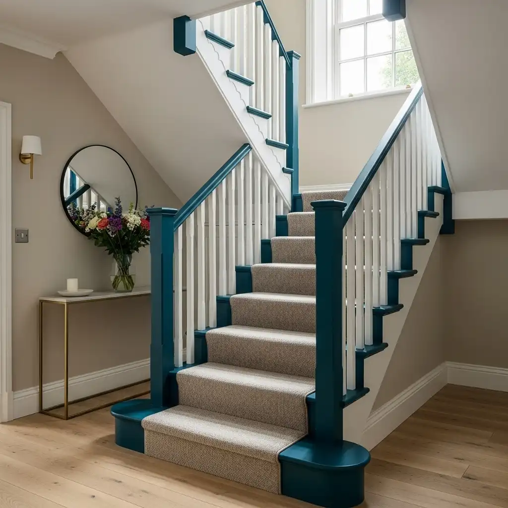 Painted Stairs with Carpet Runner