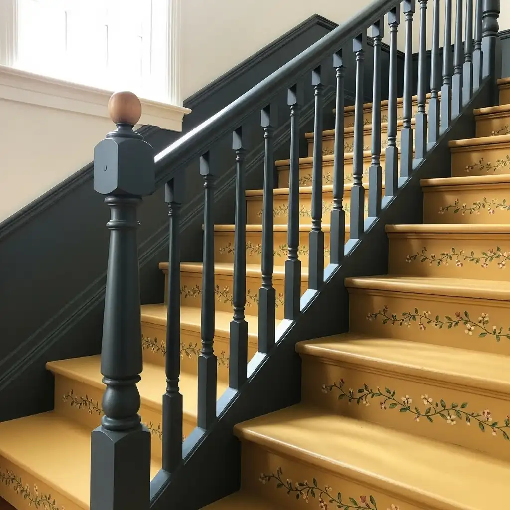 Colored Painted Bannister and Railing