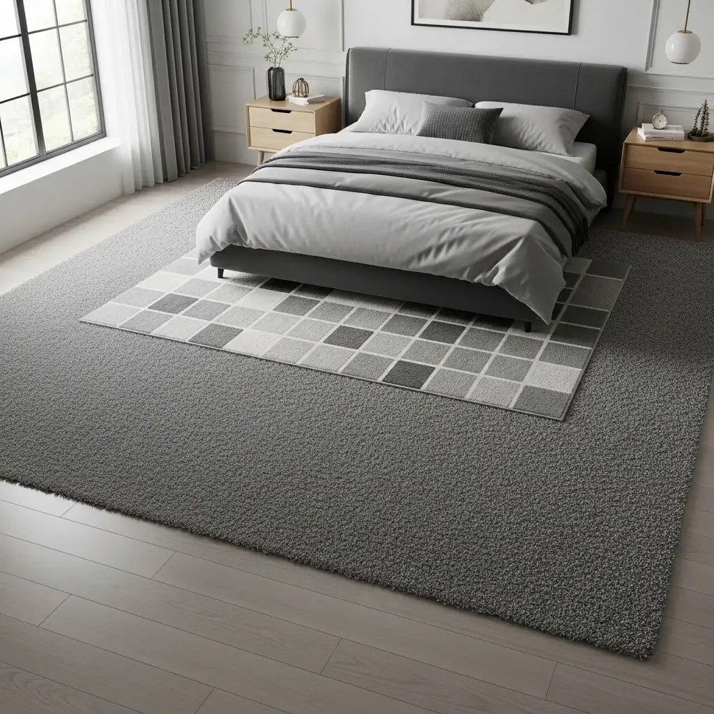 Grey bedroom ideas Soft Layered Rug