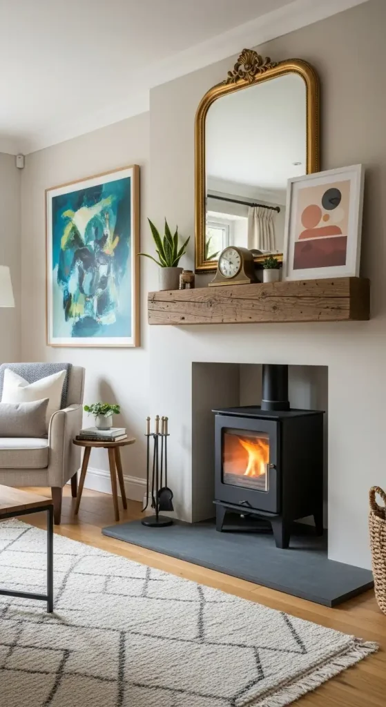 Stove Floating Mantel Above