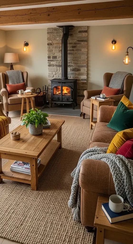 Wood Burning Stove Living Room Shared Furniture Styles