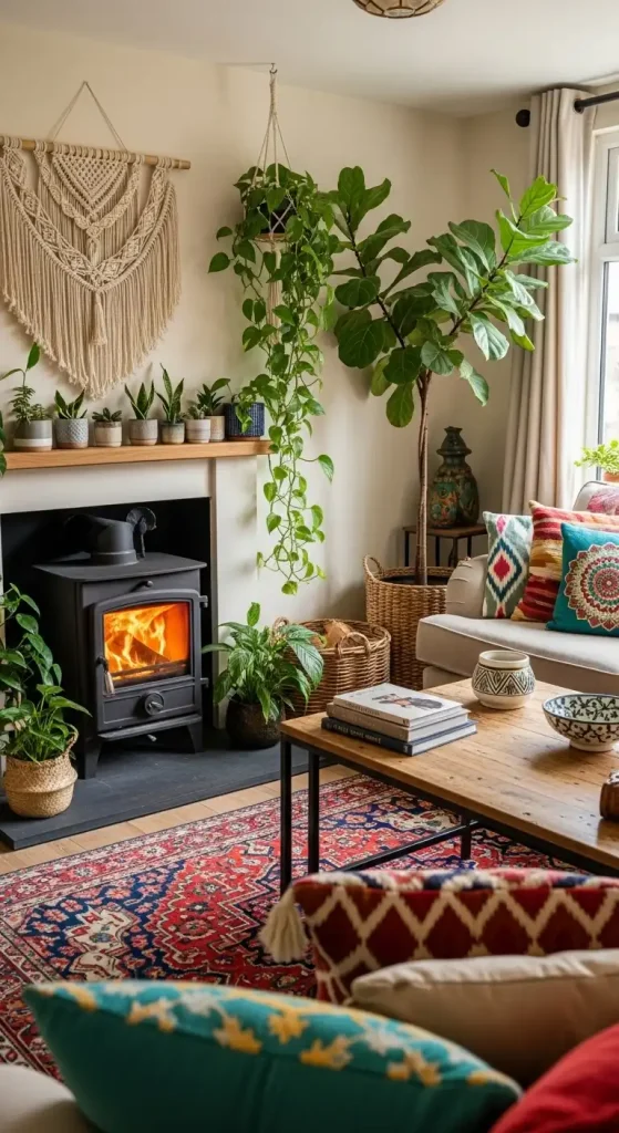 Wood Stove Bohemian Vibe