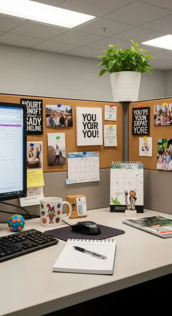 Cubicle Decor with a Small Notepad