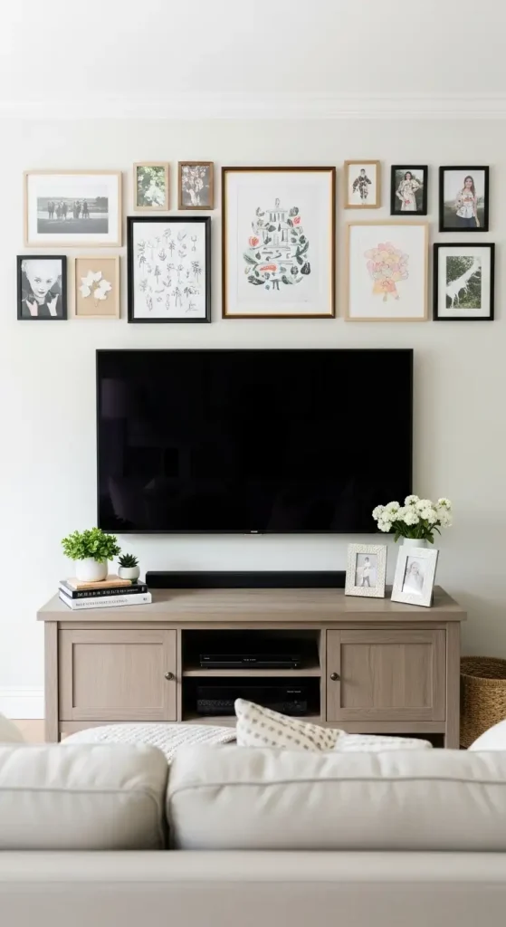 Horizontal Gallery Wall above TV