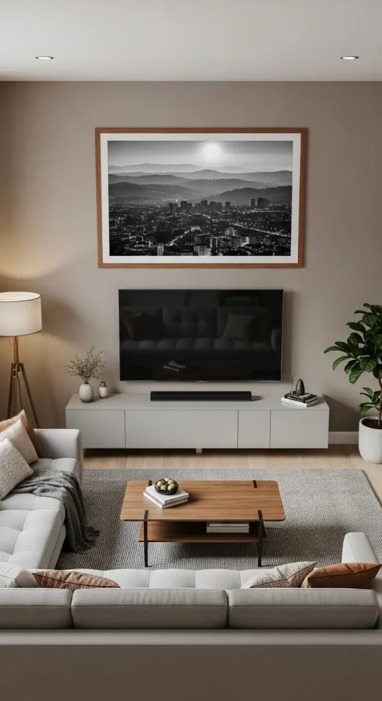 Large Framed Print above TV