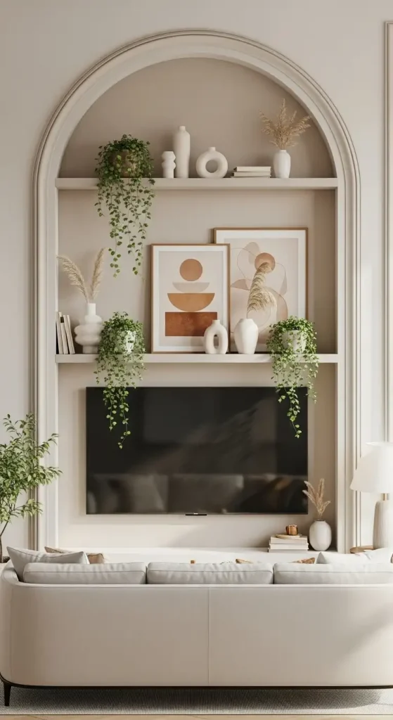 Arch Frame decor idea above TV