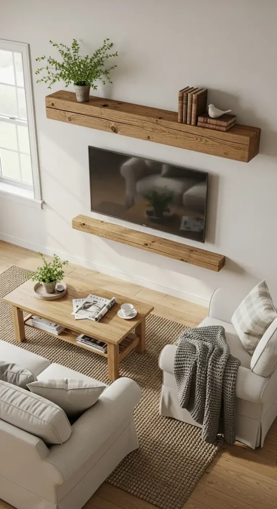 Simple Wood Beam above TV