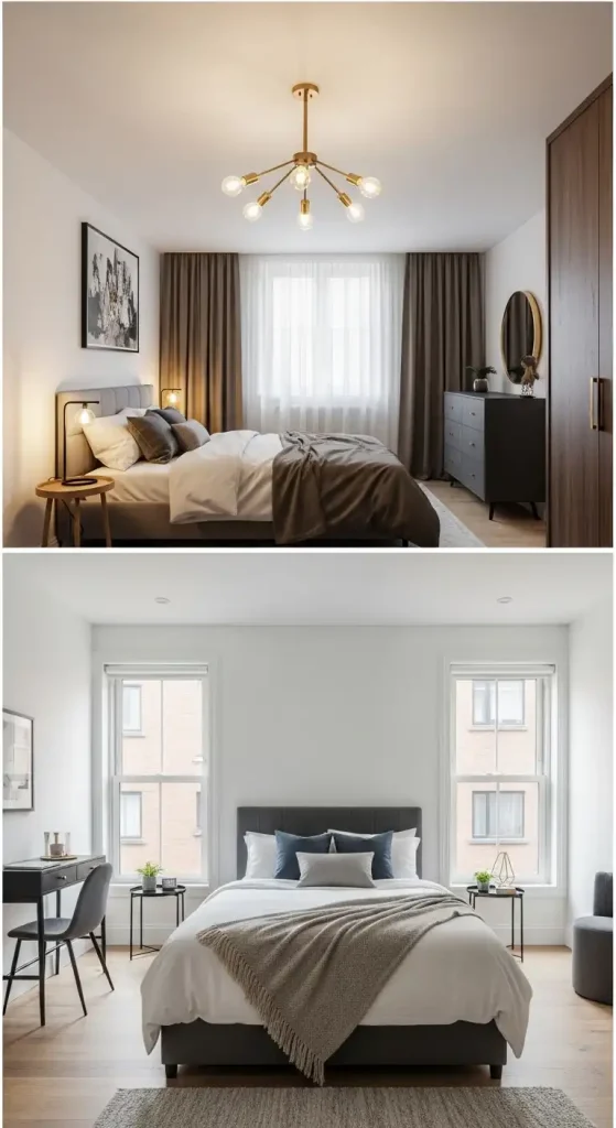 An Eye-Catching Chandelier chic bedroom