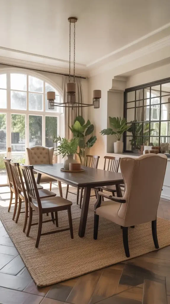 Mixed seating in dining room