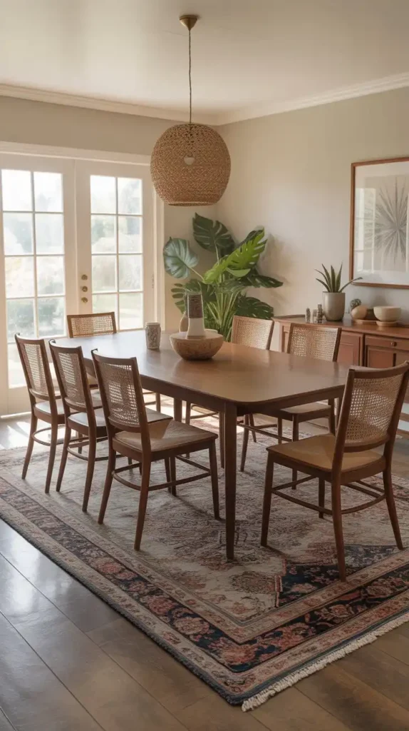 Dining area rug to define space