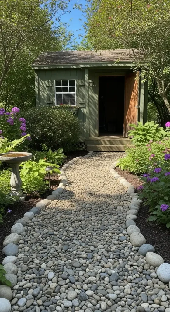 River Rocks Landscape Pathways to Sheds or Garages