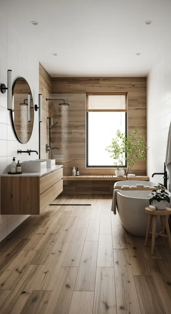 Japandi with Wood-Look Porcelain Tile