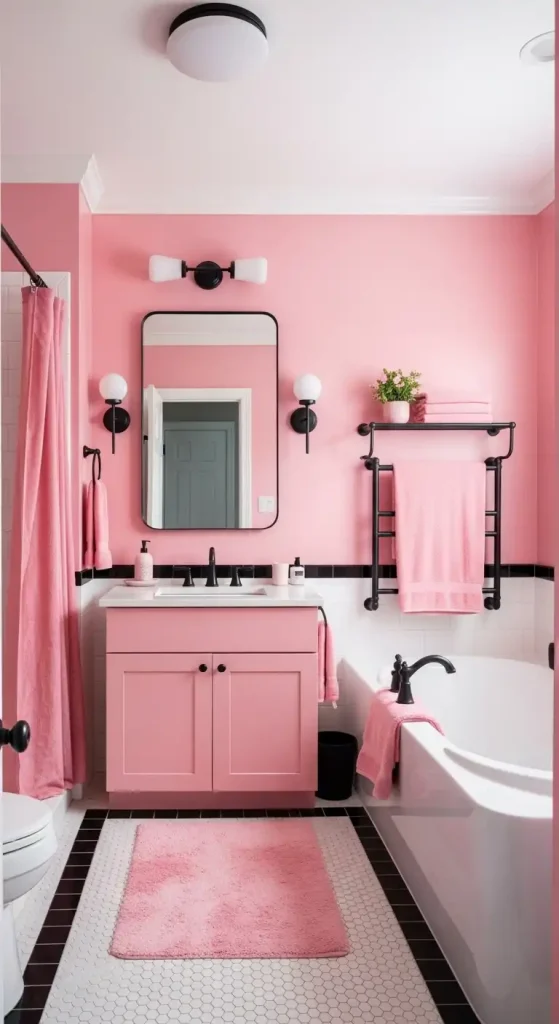 Pink and Black Modern Bathroom
