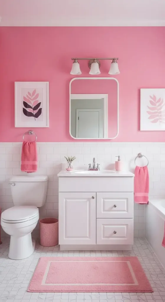 Pink and White Fresh Bathroom Design