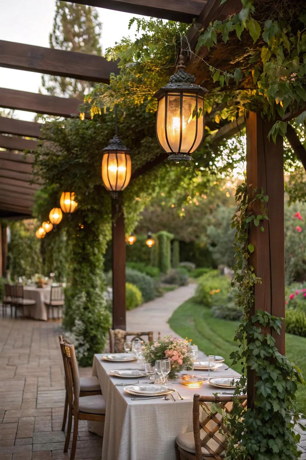 A pergola paradise for intimate outdoor dining.