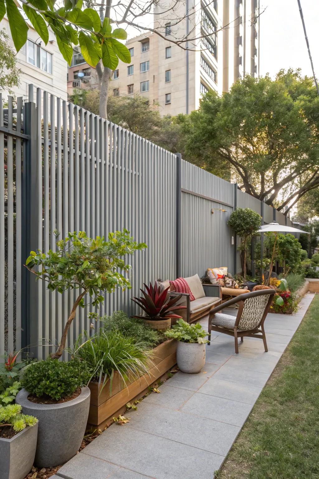Vertical slat aluminum fences add height and sophistication.