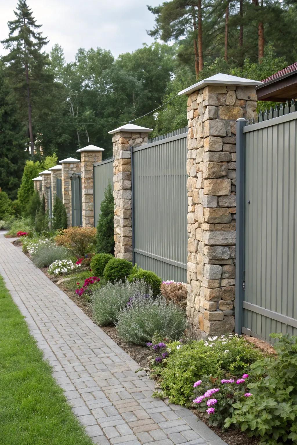 Combine stone and aluminum for a stylish and sturdy fence.