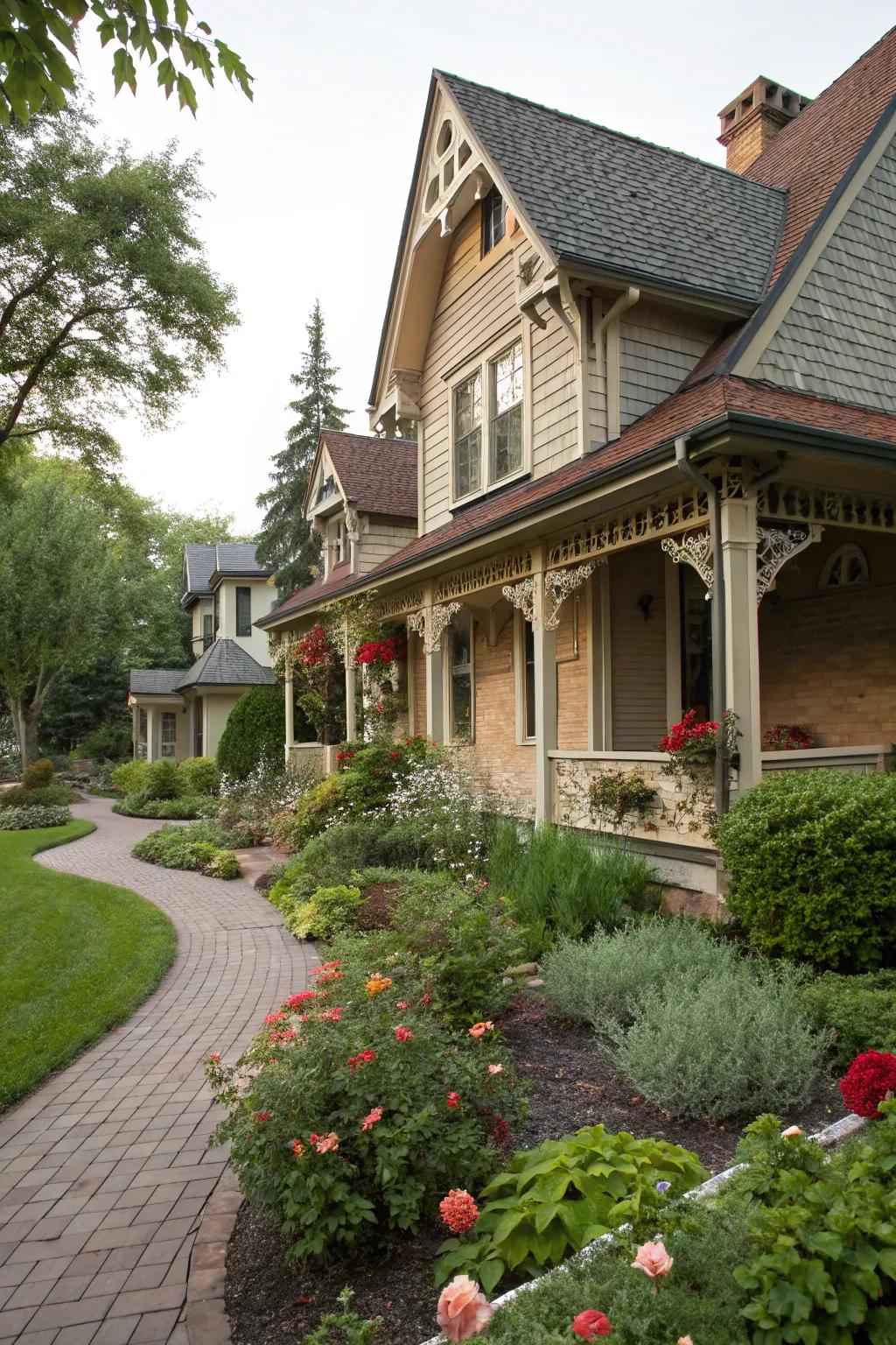 House accented with artistic corbels uplifting the eaves’ design.