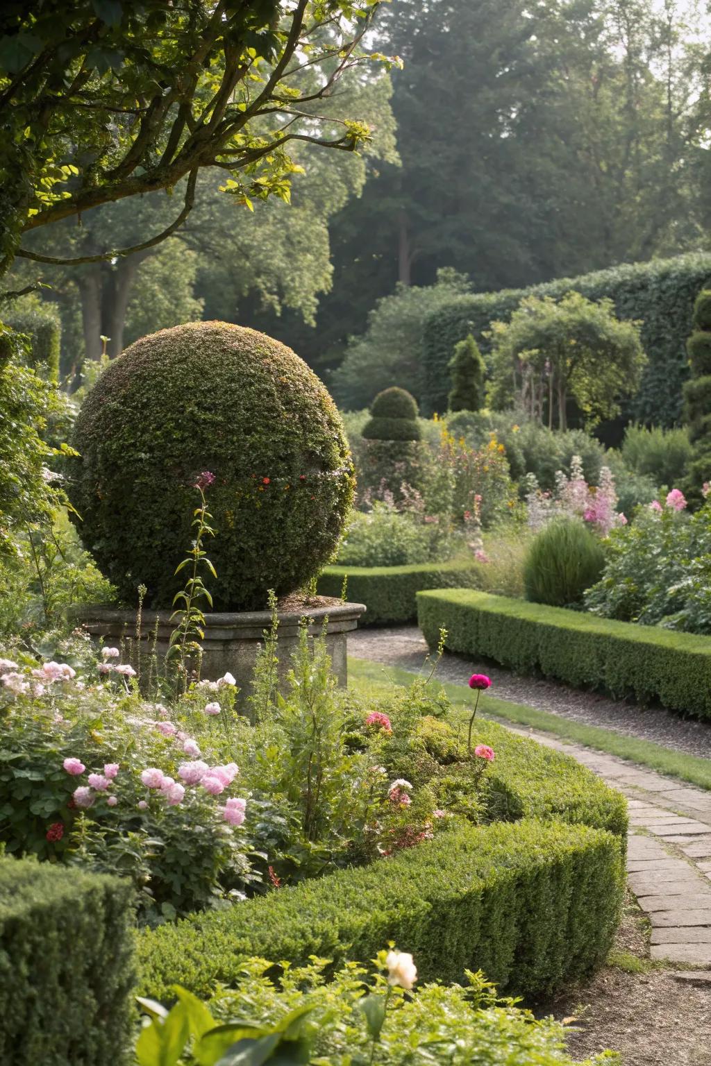 Vibrant topiary shapes that serve as striking focal points.