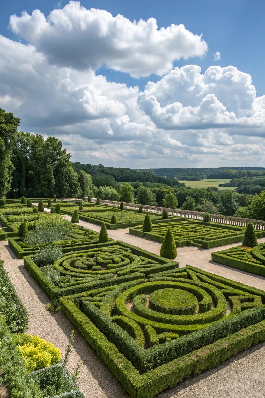 Structured hedges produce precise lines and patterns for refined gardens.