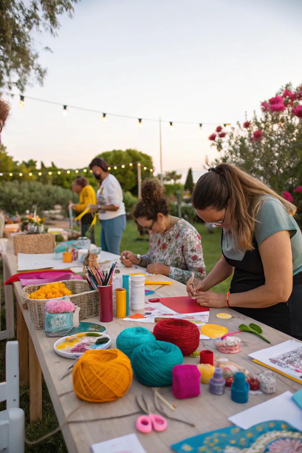 Encourage artistic expression with an outdoor craft workshop.