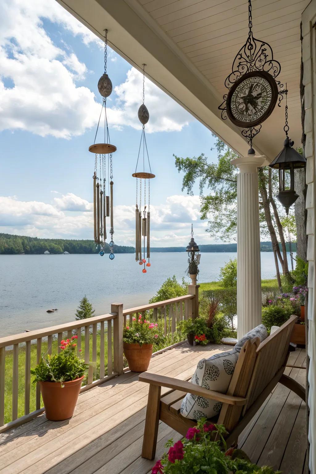 Wind chimes add a musical element to your porch.