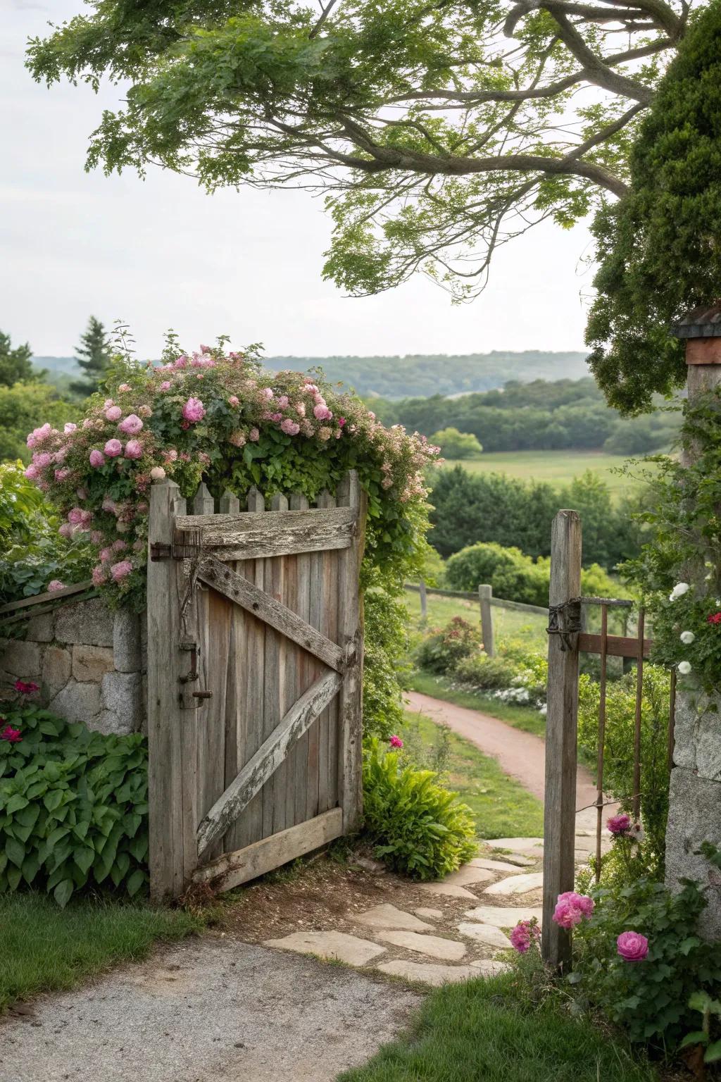 Rustic gates add warmth and a touch of history to your home.