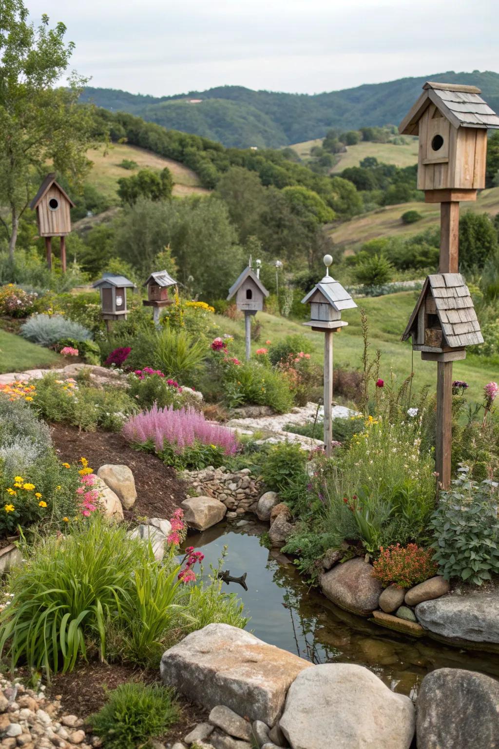 Wildlife-friendly gardens attract birds and butterflies.