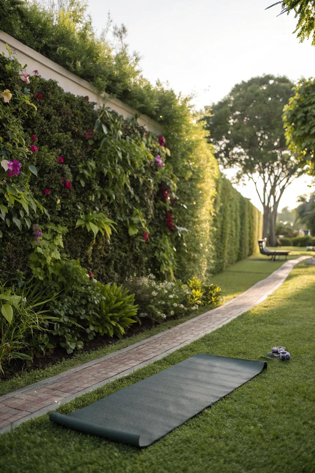 Vertical gardens bring greenery to eye level in your yoga space.